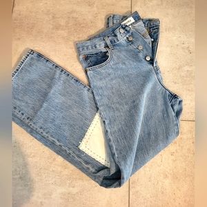 Pistola wide leg patched knee jeans